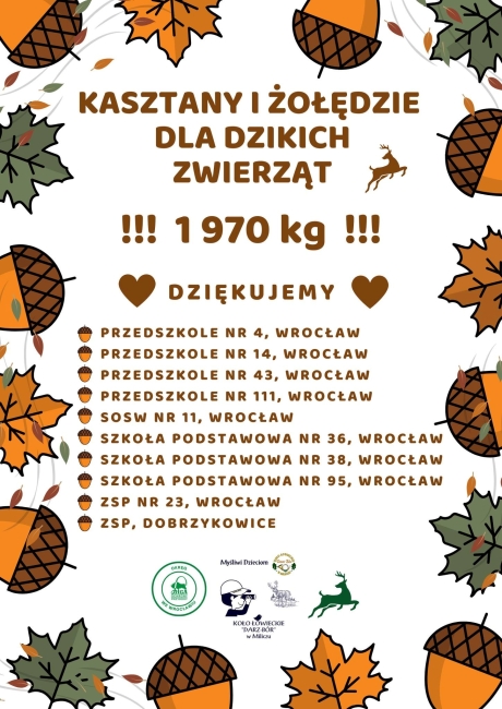 Sukces naszej szkoły w zbiórce kasztanów i żołędzi!