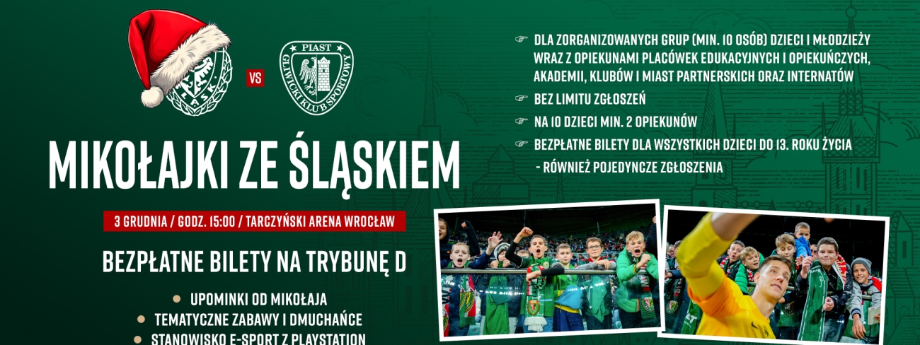 Mikołajki ze Śląskiem na meczu pucharowym z Piastem Gliwice