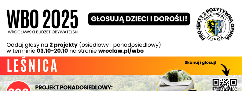 Zachęcamy do głosowania na projekty w ramach WBO 2025