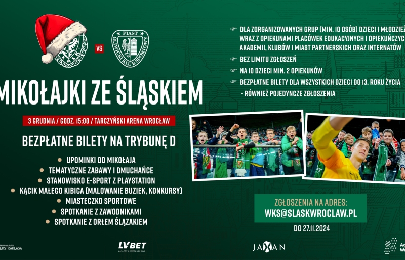 Mikołajki ze Śląskiem na meczu pucharowym z Piastem Gliwice