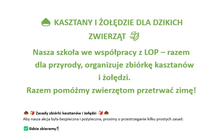 Zbieramy kasztany w naszej szkole